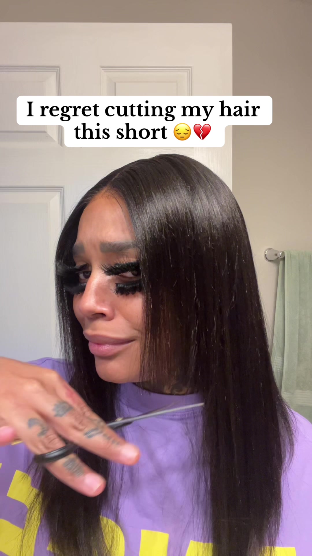 TikTok post by @rasberryglam for Ashimary Hair. Caption reads: Why did I do this @Ashimary Hair Beauty  #haircuts....