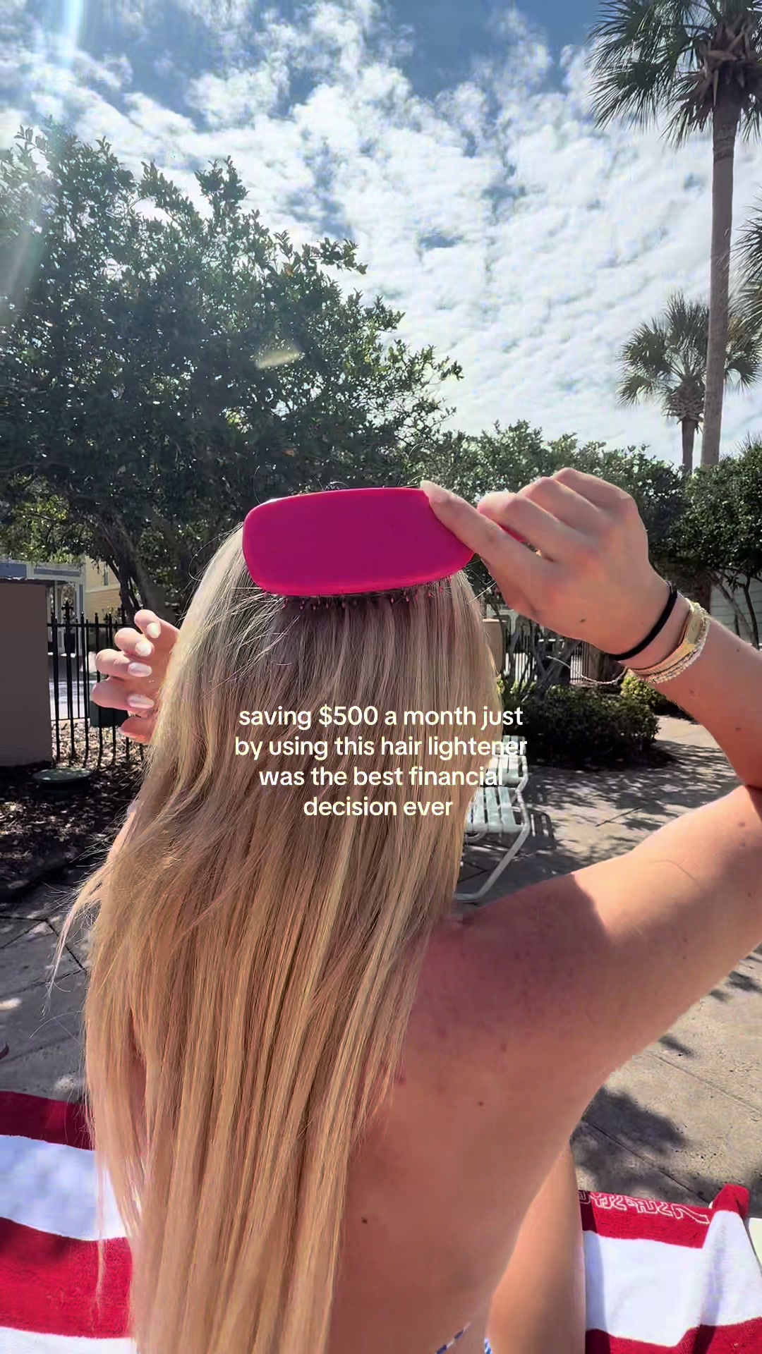 TikTok post by @fabianbeaucoudrayy for Hally Hair. Caption reads: tan and blonde at same time ?? #hallyhair #blonde....