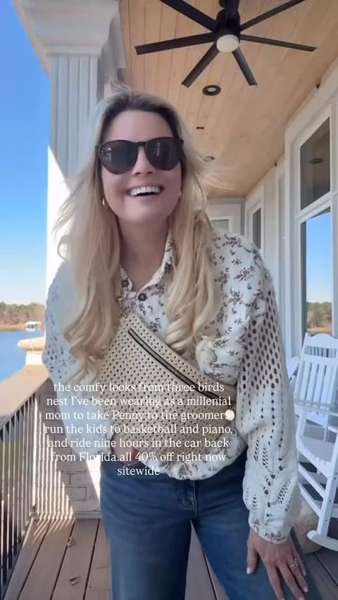 Instagram post by @beckyfkeller for Three Bird Nest. Caption reads: [...] off sitewide sale happening now at....