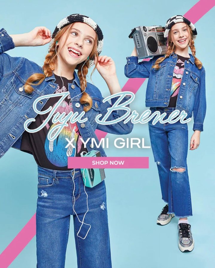 Instagram post by @jujubrenerofficial for Ymi Jeans. Caption reads: [...] out link in bio & on stories 🔗 fit....