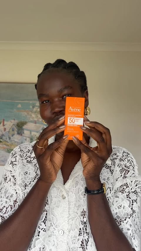 Instagram post by @malaan_ajang for Avène. Caption reads: The most important part of skincare routine is sun....