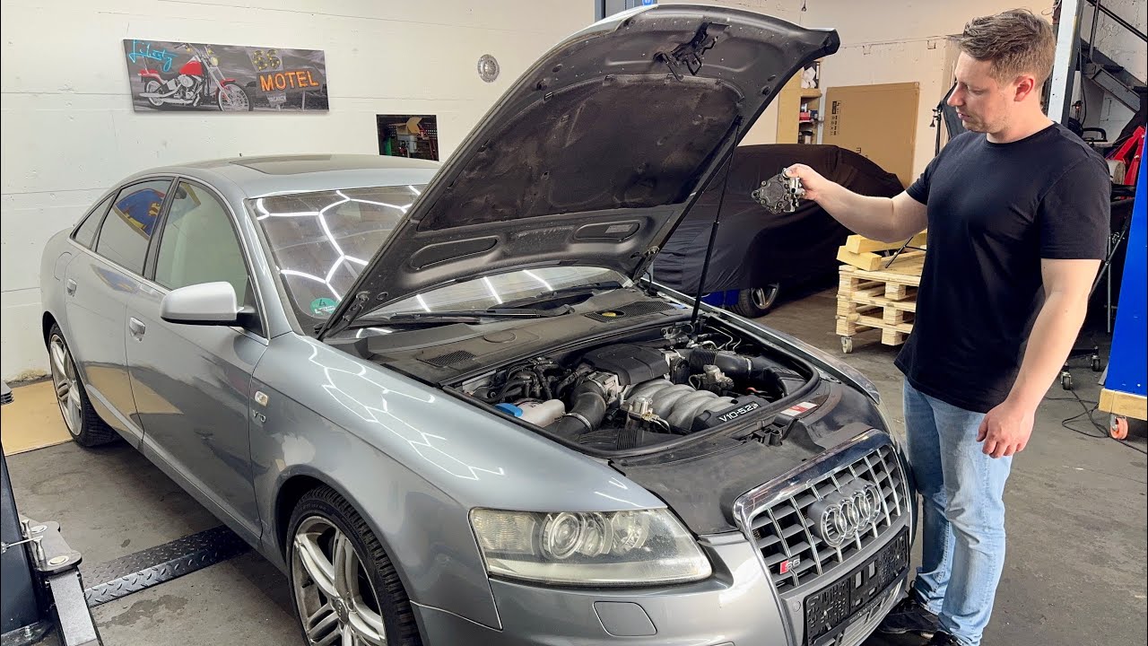 YouTube post by @simonauto for EcoFlow. Caption reads: Great MISTAKE Audi S6 V10....