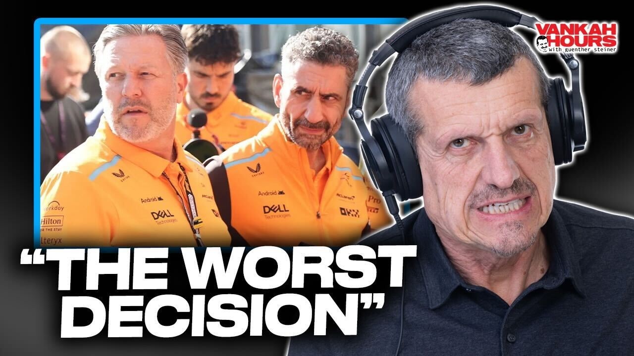 YouTube post by @TheRedFlagsPod for Neuro. Caption reads: Guenther Steiner's 2025 Qatar GP Review! | Vankah....