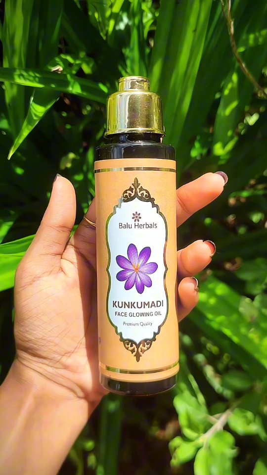 Instagram post by @modelzz_of_kerala1 for Balu Herbals. Caption reads: [...] with Kumkumadi Face Glowing Oil!....
