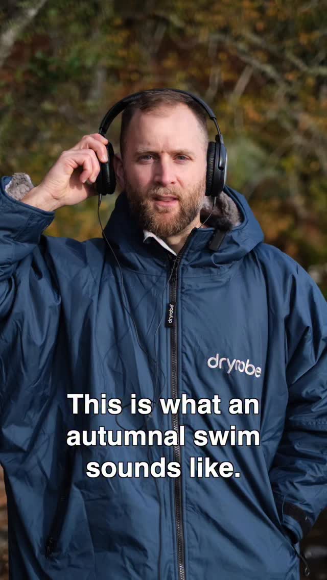 Instagram post by @caldamac for dryrobe. Caption reads: ASMR Autumn Swim
As the leaves change colour and....