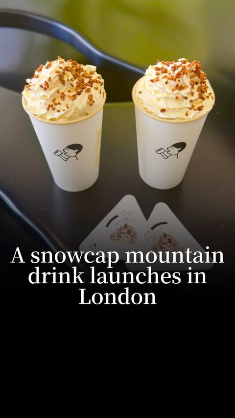 Instagram post by @welshclarebit for Europe Travel. Caption reads: SNOWCAP MOUNTAIN DRINK in London 🏔️☁️ ➡️ Follow....