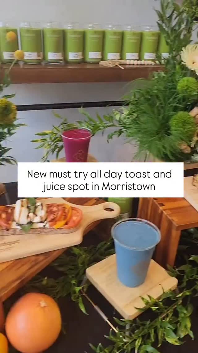 Instagram post by @njhipsturbia for Toastique. Caption reads: [...] toast and juice spot in Morristown 📍....