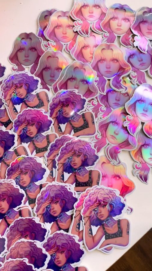 Instagram post by @aubriek.art for StickerApp. Caption reads: Omg look how incredibly beautiful they turned....