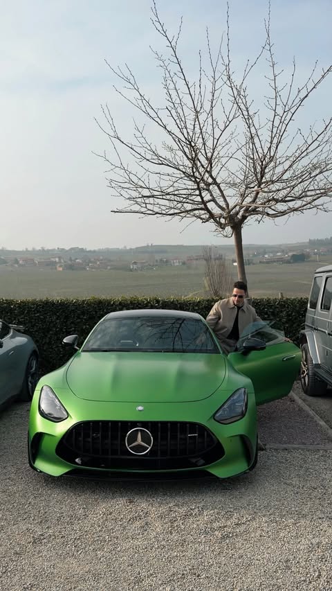 Instagram post by @ale_magni for Mercedes-AMG. Caption reads: I will beat the time… 👀🚀💚 #MercedesAMG....