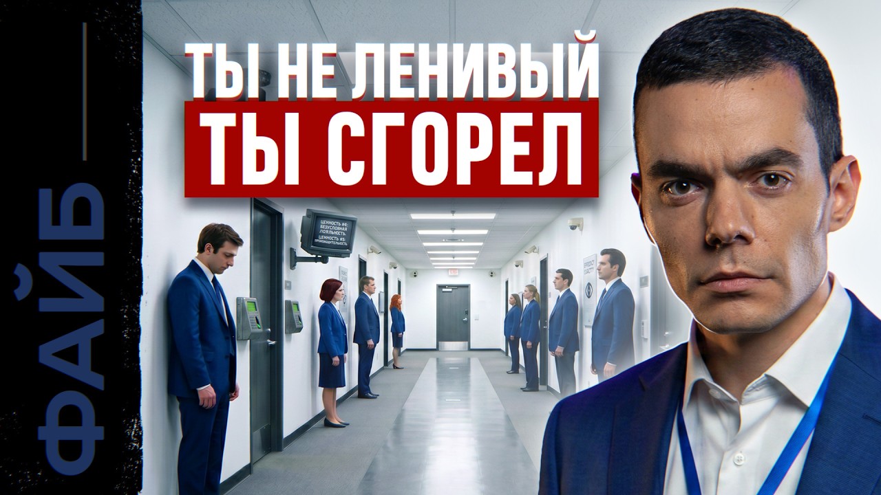 YouTube post by @faib for Школа 1950. Caption reads: Work will take everything from you. The religion....