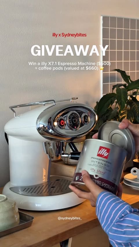 Instagram post by @sydneybites_ for illy. Caption reads: [...] participated!! ❤️ —— I’ve teamed up with....