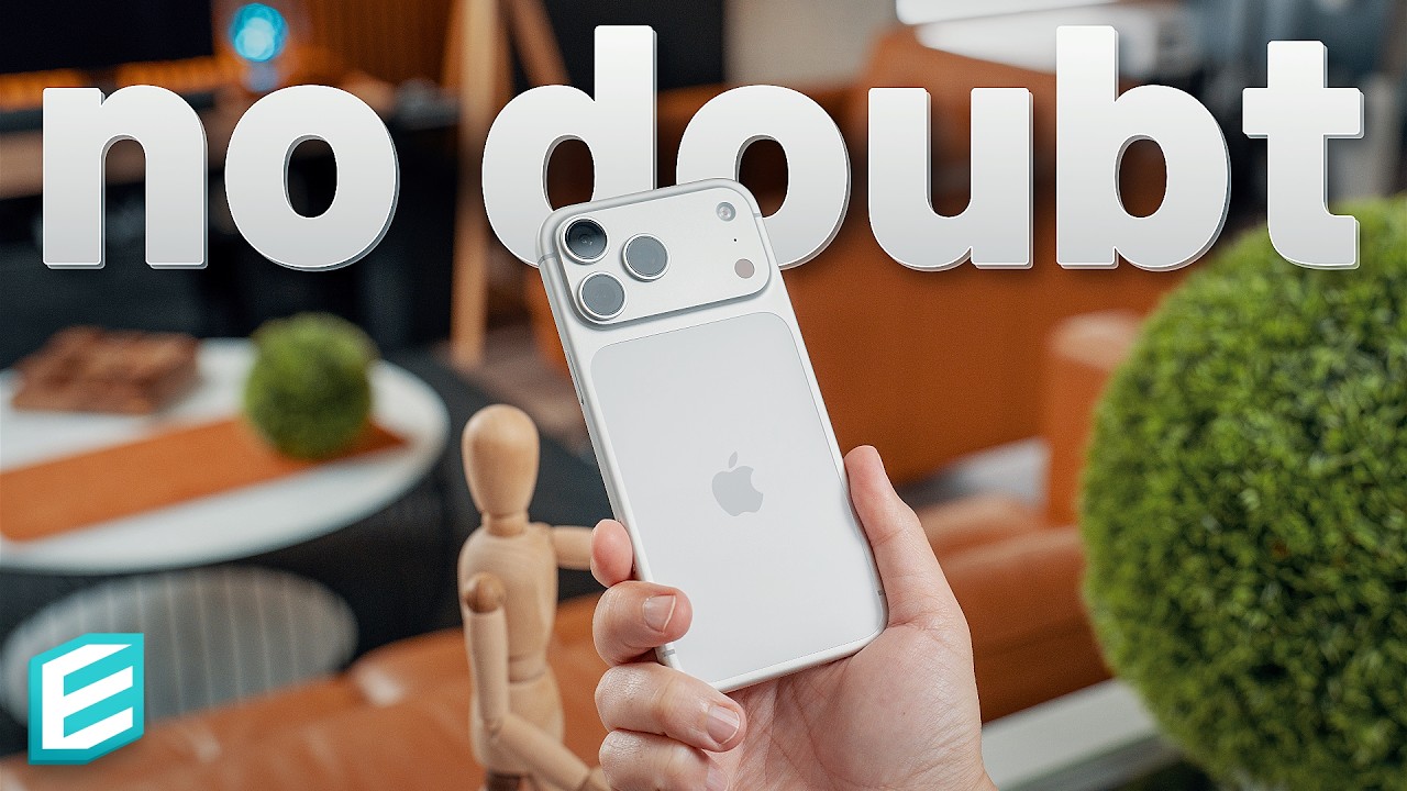 YouTube post by @ThisIsE for PITAKA. Caption reads: iPhone 17 Pro Max - The Confidence Upgrade.