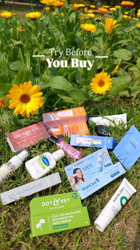 Instagram post by @ugcwavez for Smytten. Caption reads: [...] way to shop for beauty products 💙 With....