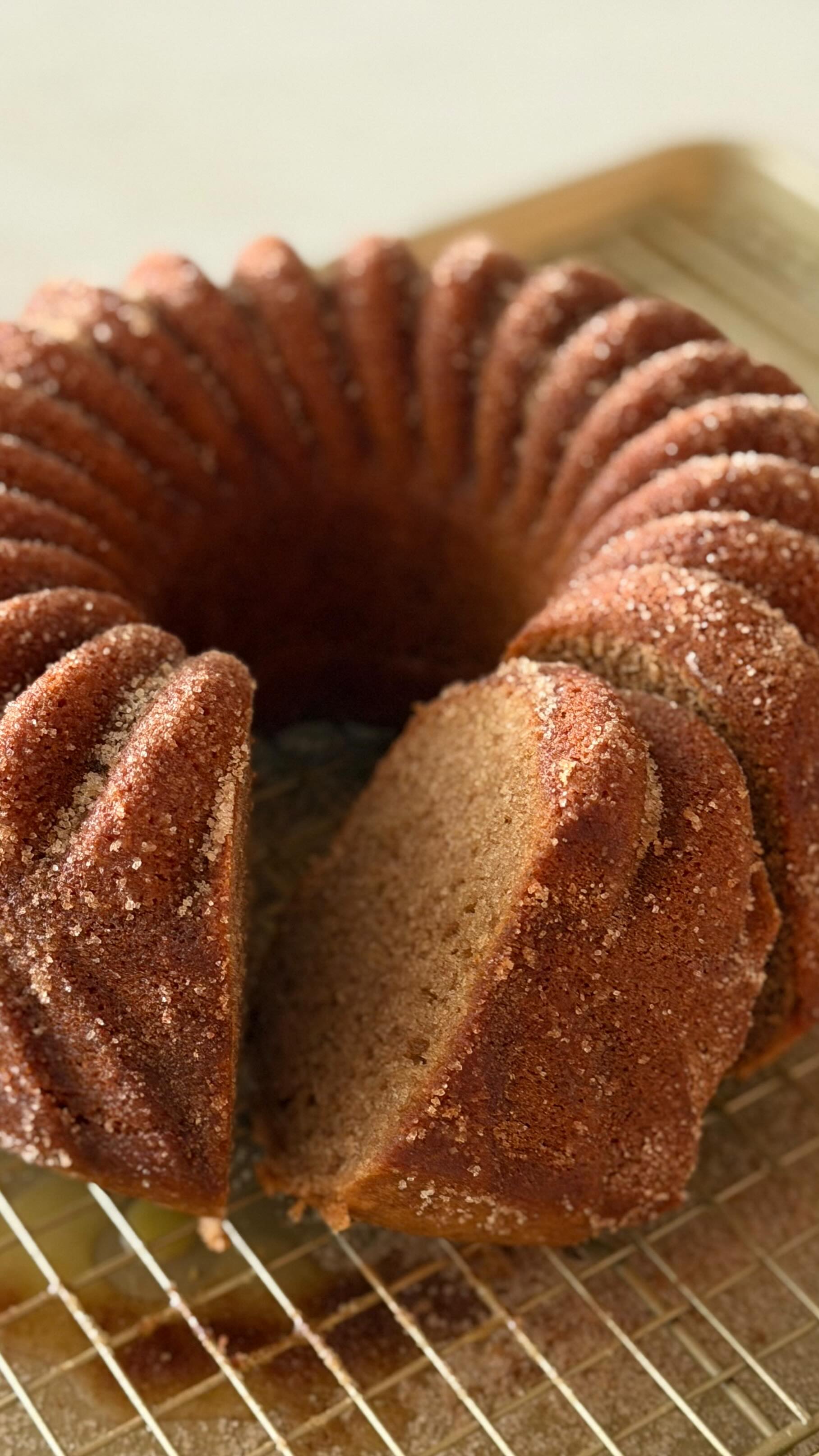 Instagram post by @brianharthoffman for Bake from Scratch. Caption reads: Apple Doughnut Cake baked in the Avion pan - both....