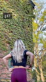 Instagram post by @ellenfayt for Just Strong. Caption reads: pull ur tights up… climb the wall…. complete the....