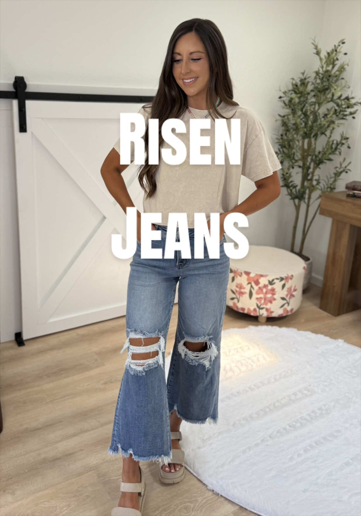 TikTok post by @shawna.g.shops for Walker Rose Boutique. Caption reads: @Walker Rose Boutique #risenjeans #jeans....