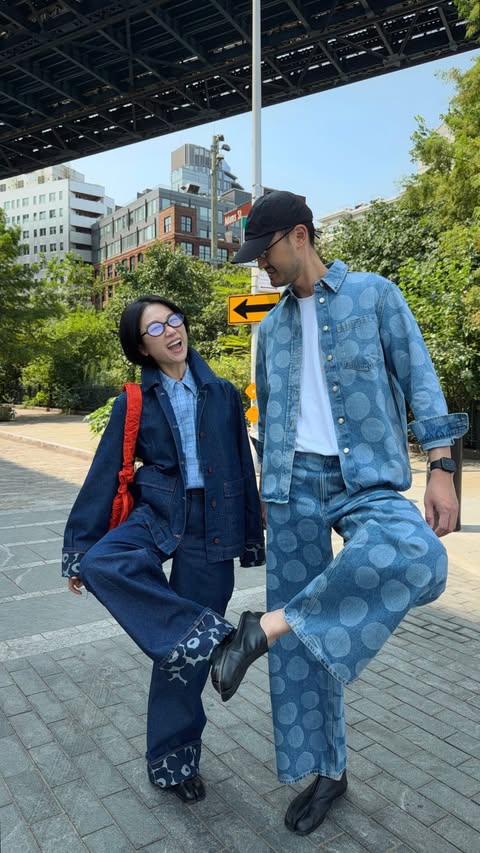 Instagram post by @vivid for Marimekko. Caption reads: same love, different @marimekko maridenim looks....