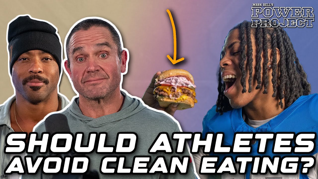 YouTube post by @MarkBellsPowerProject for GoodLife Proteins. Caption reads: Is “Clean Eating” Making Athletes Weaker?.
