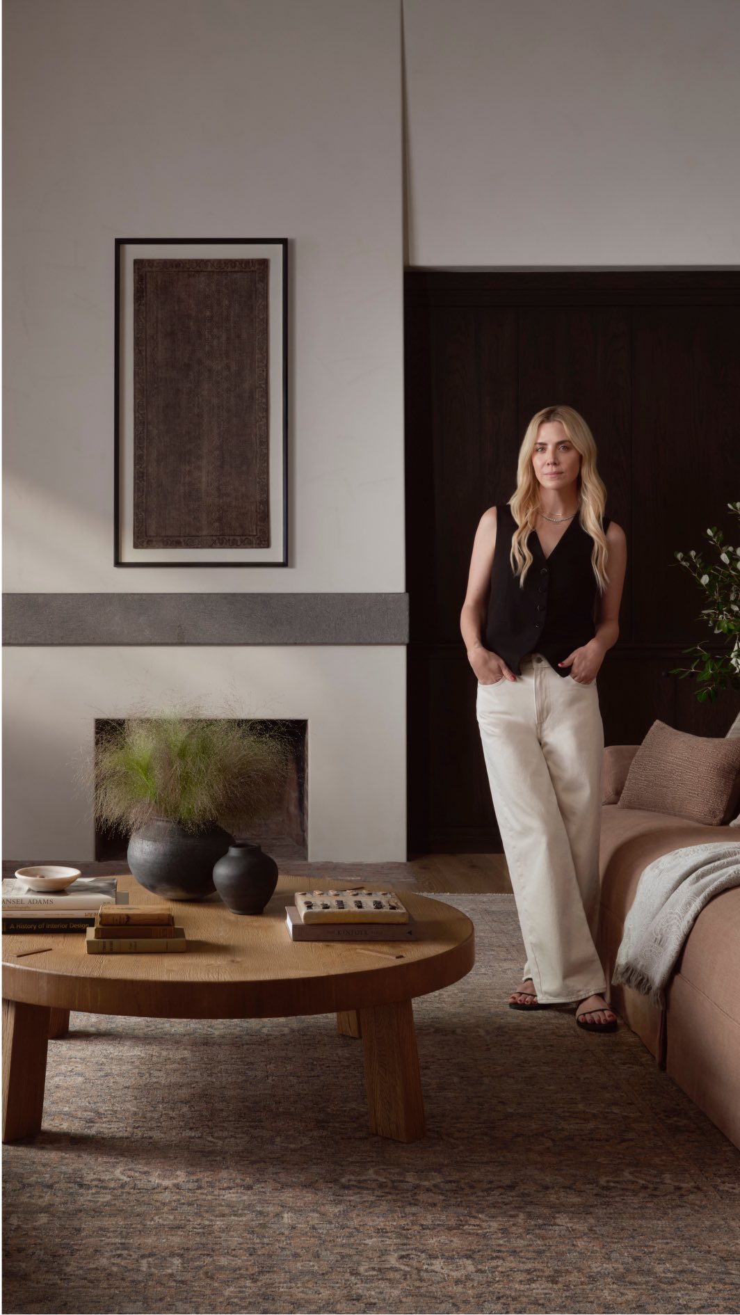 Instagram post by @amberinteriors for Loloi Rugs. Caption reads: Molly’s got a lot to say. That would be....