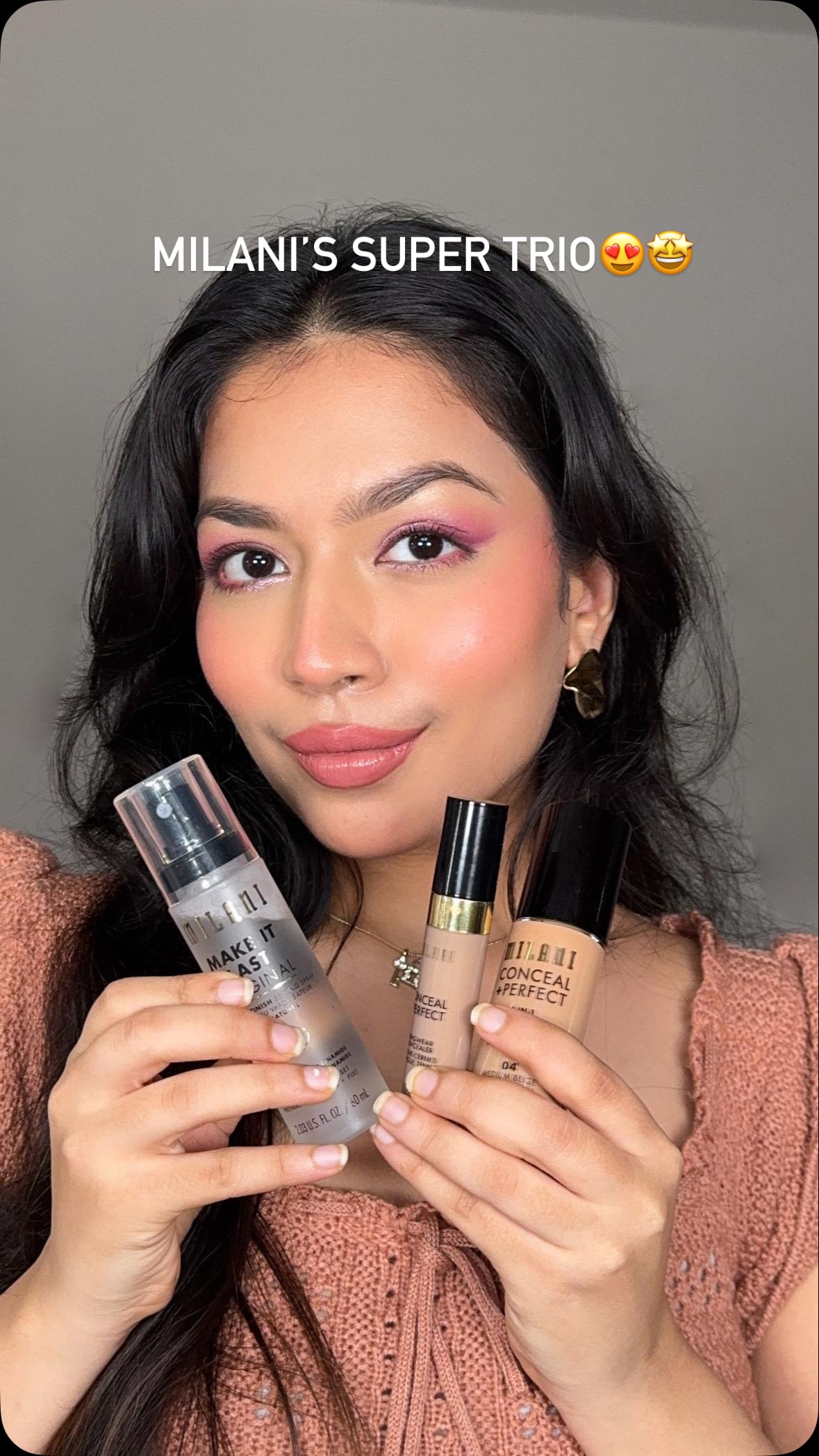 Instagram post by @yugmi_jhaveri for Milani Cosmetics. Caption reads: Bella Hadid’s fav foundation review😍

Products....