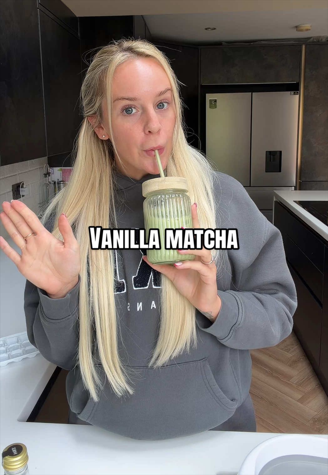 TikTok post by @georgiacoggings for PerfectTed. Caption reads: vanilla matcha stan forever 🍵🍦 @PerfectTed....