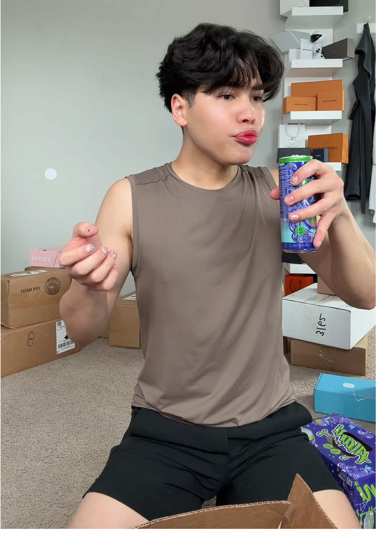 TikTok post by @lourdasprec for Alani Nutrition. Caption reads: [...] #pr #makeuphaul  @Clarins USA  @Alani....