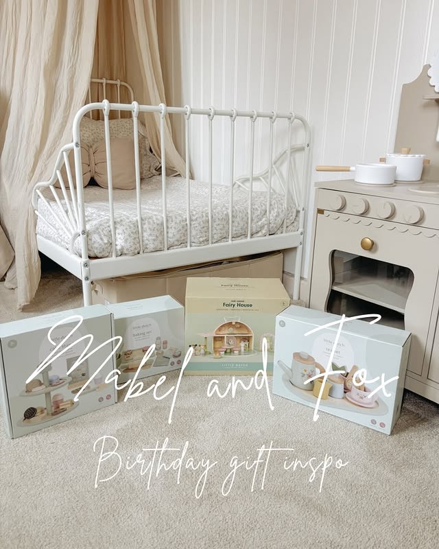 Instagram post by @athomewith_theshaws for Mabel & Fox. Caption reads: Mabel and fox birthday gift inspo 🎂✨

Cali’s....