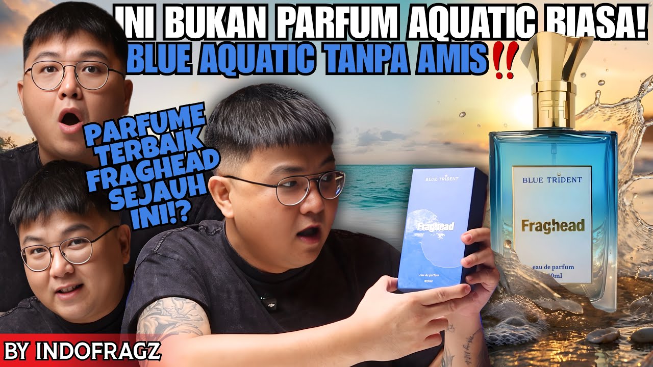 YouTube post by @indofragz for Tokopedia. Caption reads: BEST BLUE AQUATIC PERFUME IN INDONESIA RIGHT NOW‼️....