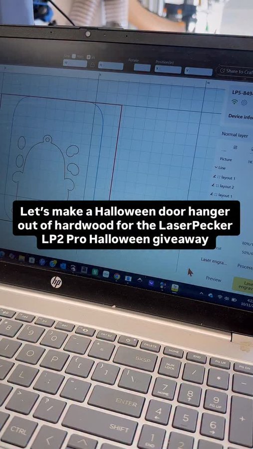 Instagram post by @dmiller.designs for LaserPecker. Caption reads: [...] made easy using my LP5 from @laserpecker.....