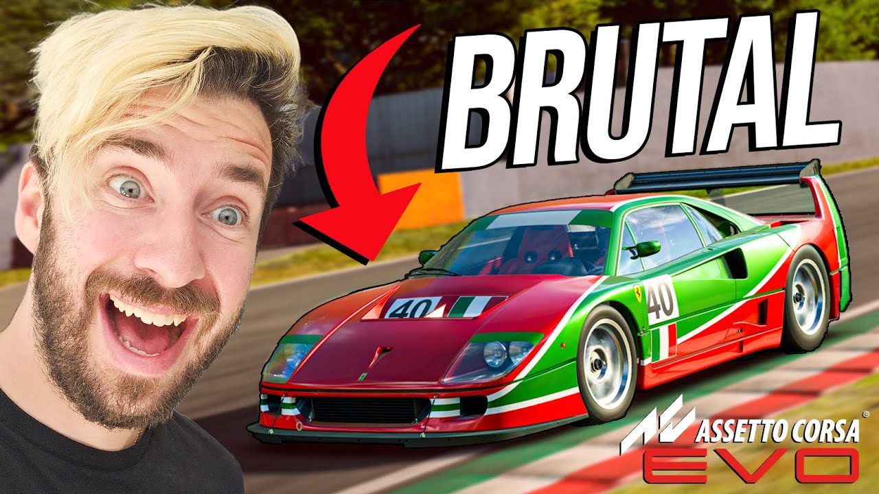 YouTube post by @Jimmy_Broadbent for MOZA Racing. Caption reads: Assetto Corsa Evo 0.4 Is A HUGE Step Forward.