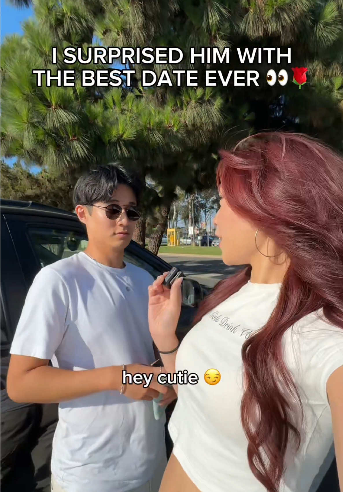 TikTok post by @charlizeechiu for Nongshim USA. Caption reads: I asked him out on a date and he said yes... at....