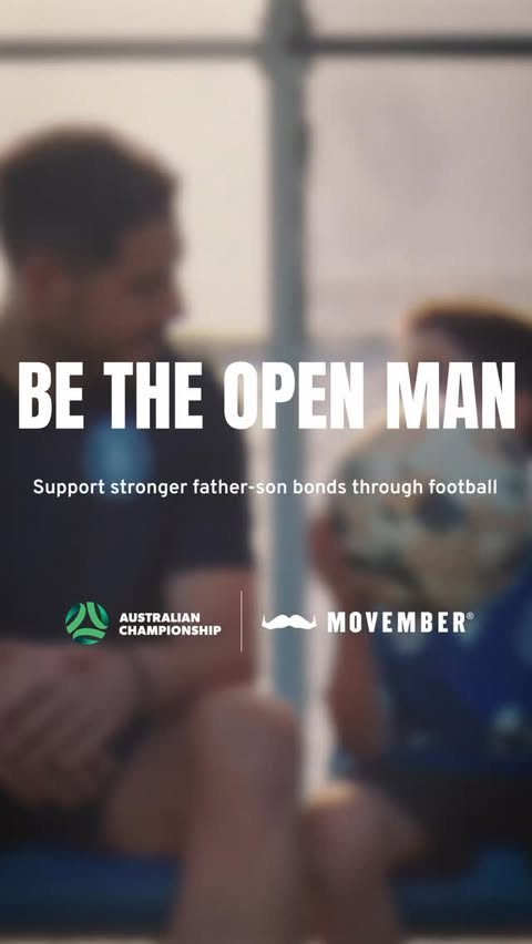 Instagram post by @auschampionship for Movember. Caption reads: Movember and Football Australia have teamed up,....