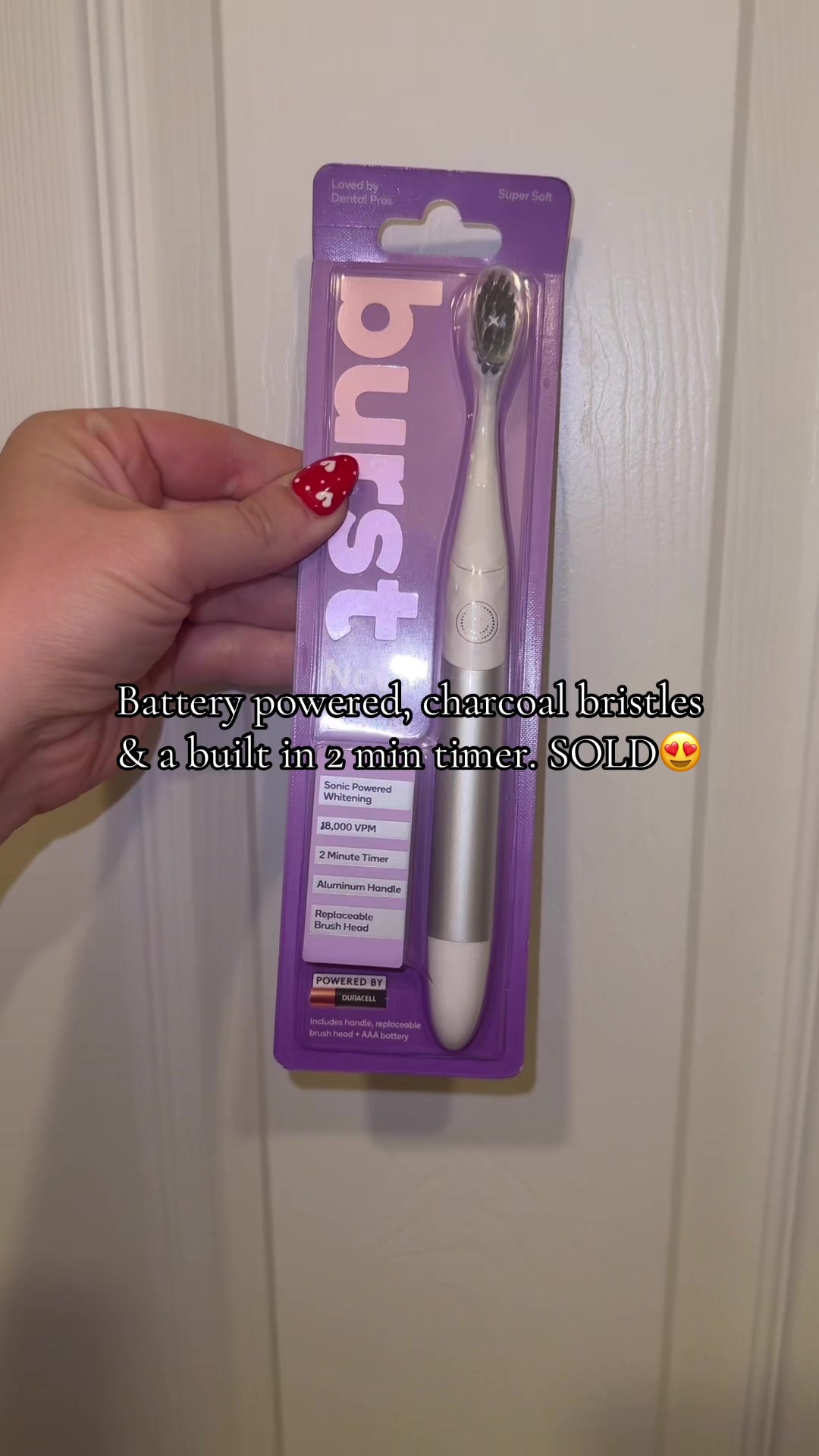 TikTok post by @heavensouthard for Burst Oral Care. Caption reads: [...] #bursttoothbrush #sonictoothbrush....