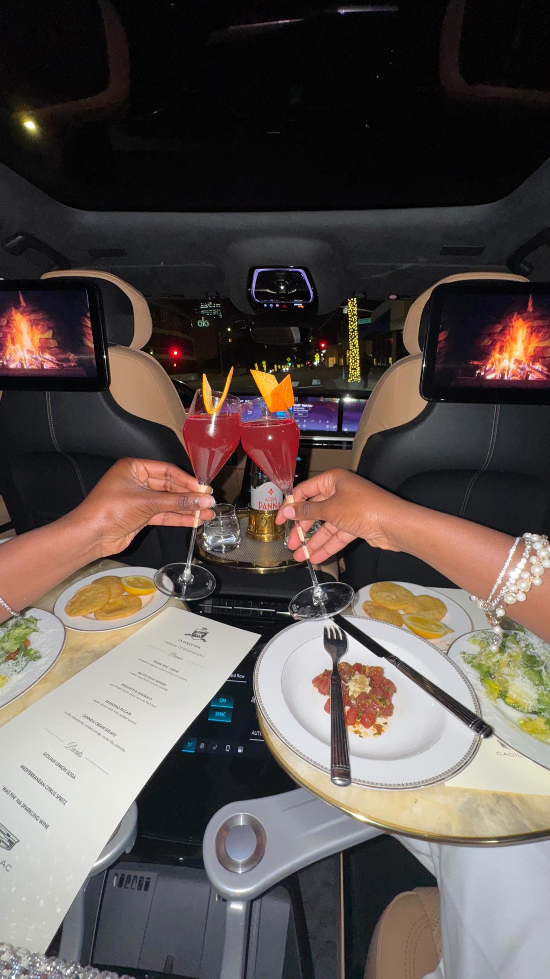 Instagram post by an influencer for Cadillac. Caption reads: [...] so we had dinner…in a Cadillac. A 7 seater....