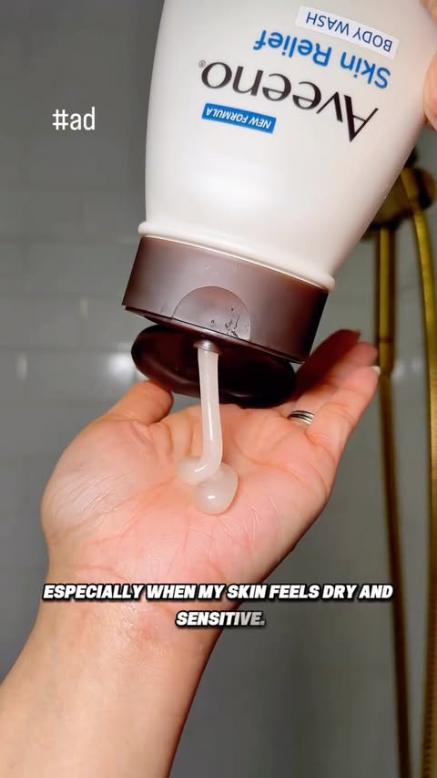 Instagram post by @claudy_pel for Aveeno. Caption reads: [...] care for sensitive skin 🤍 

Save $4 on....