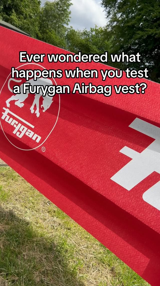 Instagram post by @ravenriderukrideouts for Furygan. Caption reads: [...] of the Fury Airbag EVO with the Furygan....