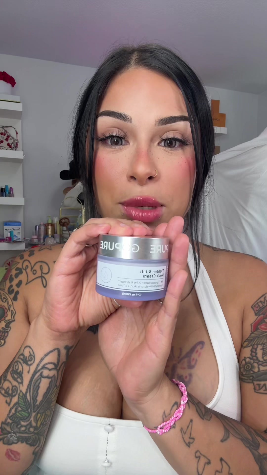 TikTok post by @beautybybianca91 for GoPure Beauty. Caption reads: New skin care routine step!!! @Gopure....