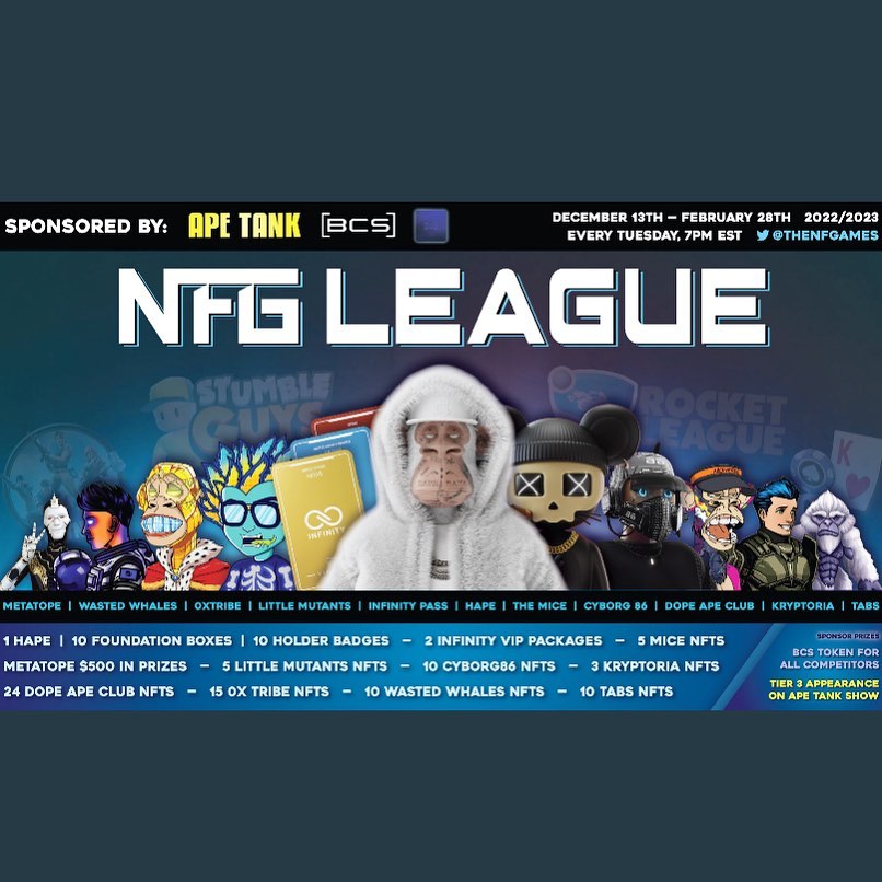 Instagram post by @cyborg86nft for OpenSea. Caption reads: NFG LEAGUE 🏆

What is the NFG?
The Non-Fungible....