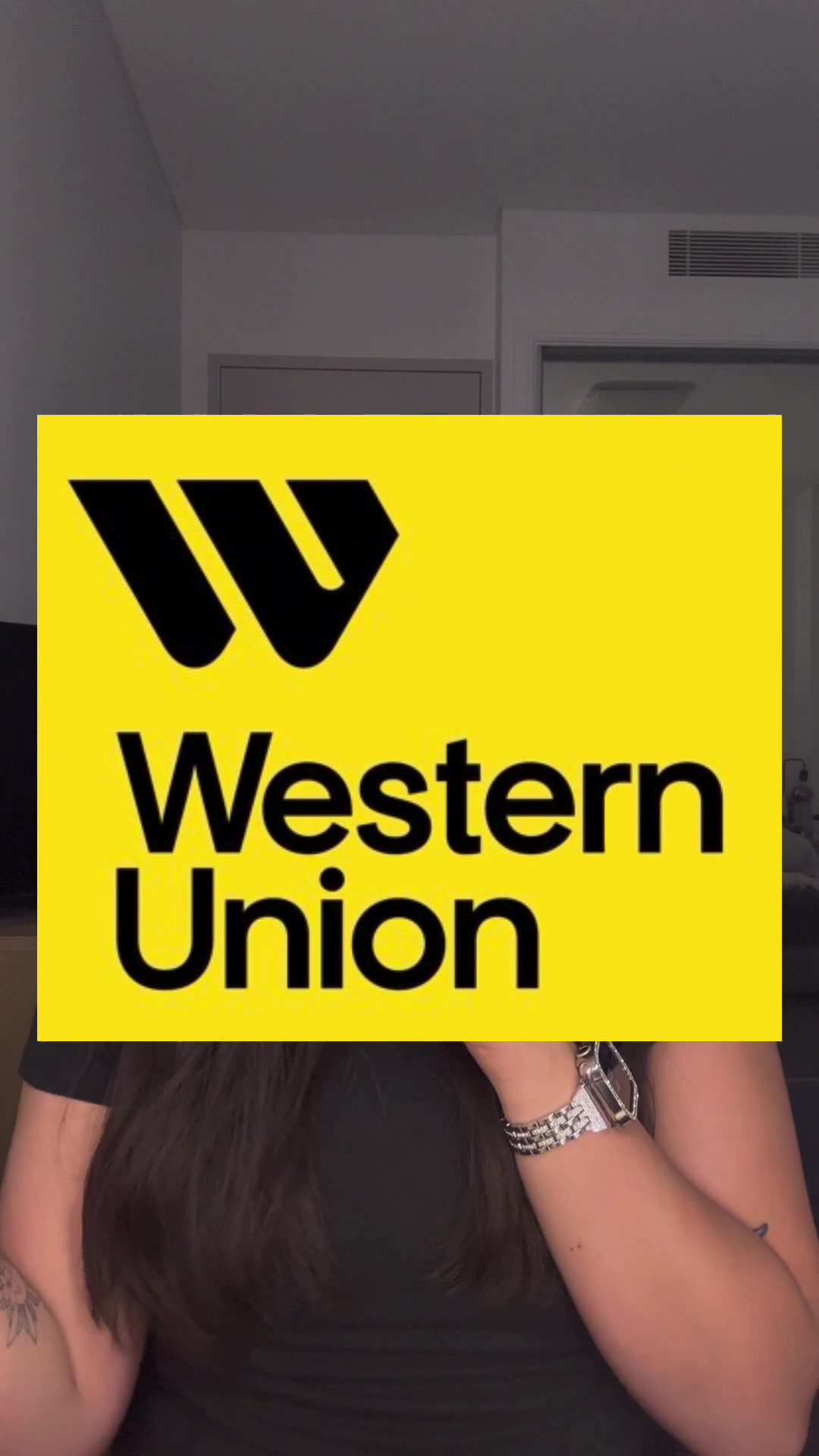 TikTok post by @angelikurr for Western Union. Caption reads: [...] Save on your first transfer with @Western....