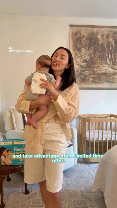 Instagram post by @kristiezurm for Pampers. Caption reads: #ad #PampersPartner Quite literally our day one....