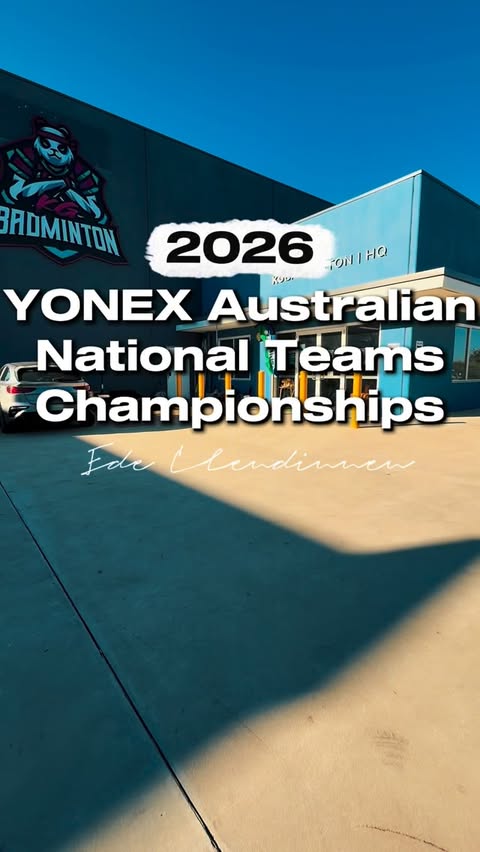 Instagram post by @badmintonaustralia for Yonex. Caption reads: [...] 2 days of badminton so far at the 2026 YONEX....