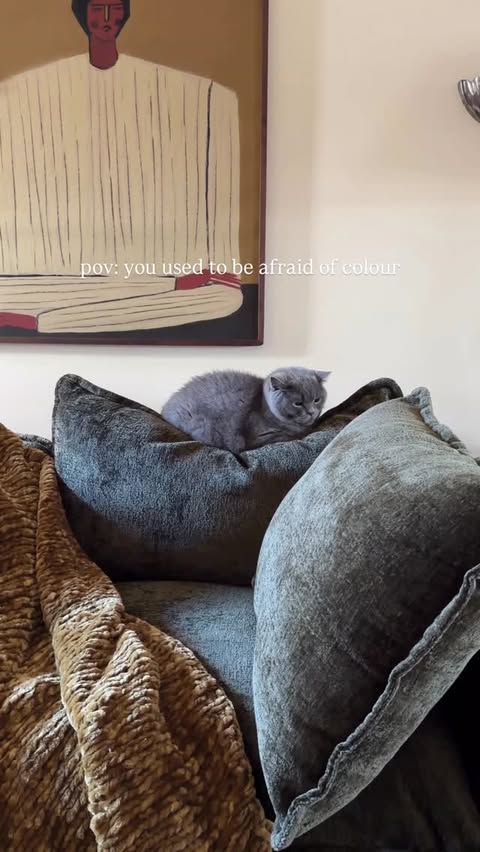 Instagram post by @thishouse5000 for Cozey. Caption reads: [...] change with the beautiful Gaia sofa from....