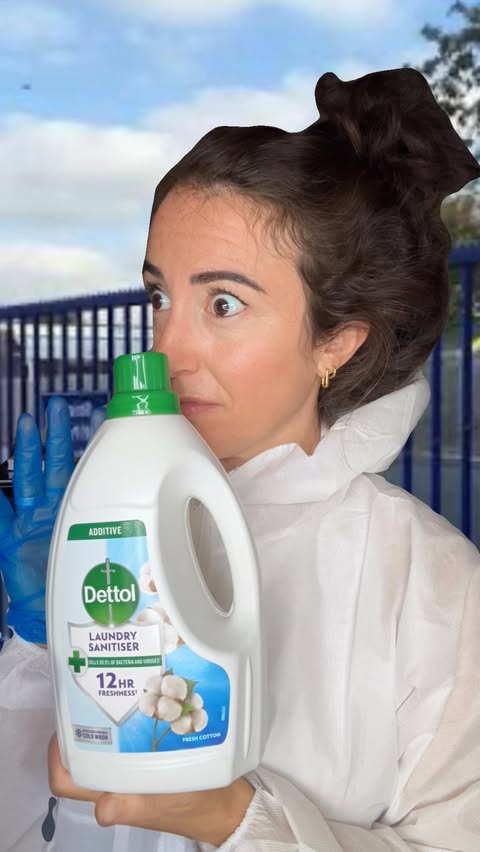 Instagram post by @carlaafreeman for Dettol. Caption reads: [...] their school uniforms and clothes….CUE....