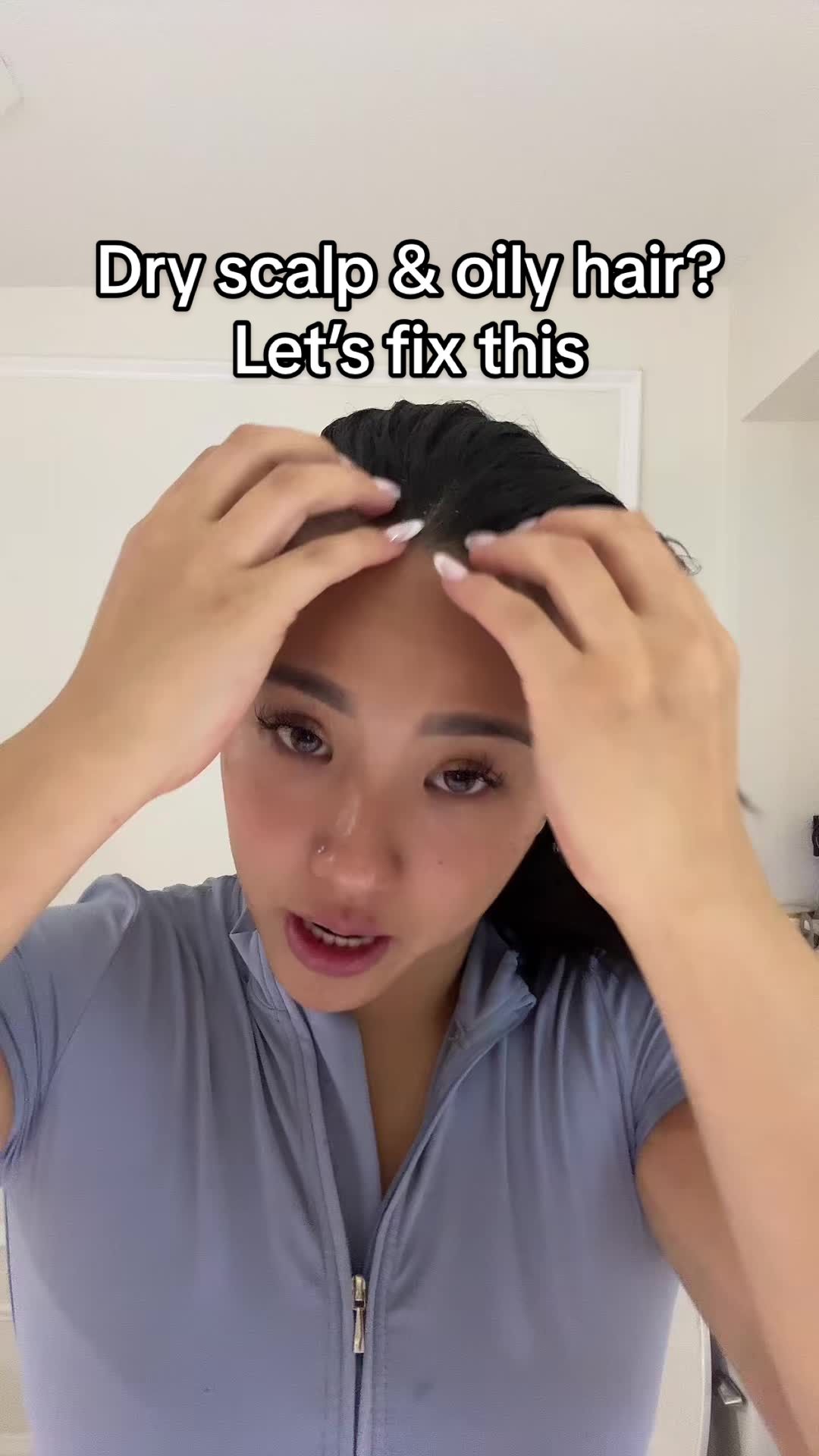 TikTok post by @nailsbyaran for APRILSKIN. Caption reads: Been dealing with my #dryscalp #oilyhair and I....