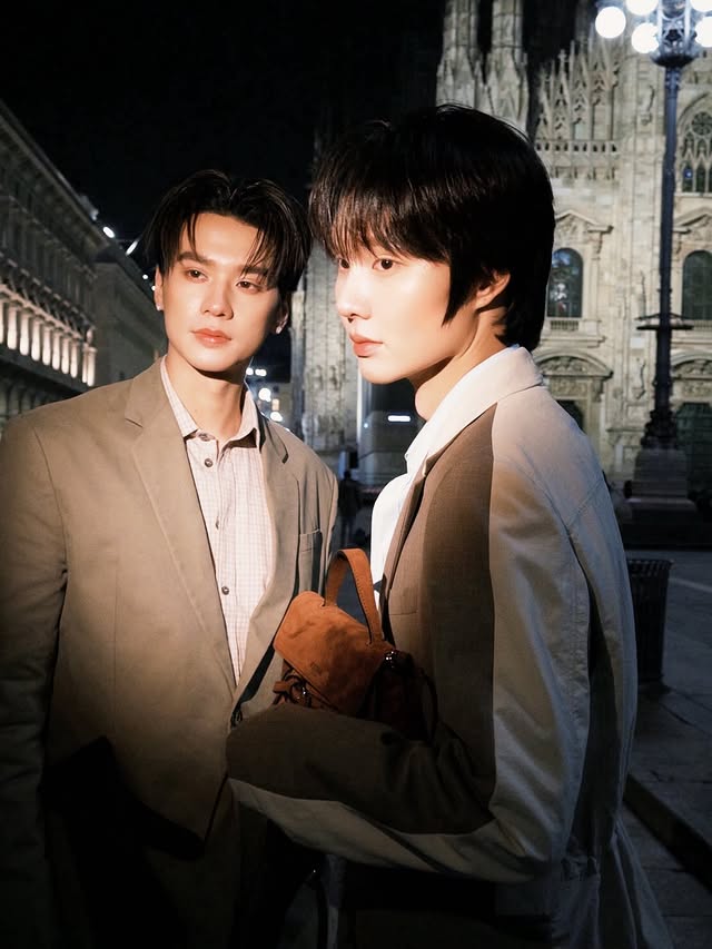 Instagram post by @nicha_nichanan for Moschino. Caption reads: [...] to own the night. 🖤 @moschino @harit_keng....