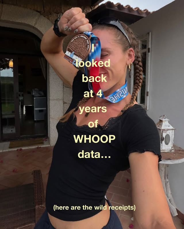 Instagram post by @lucydavis for WHOOP. Caption reads: i’ve had my @whoop since 13th Feb 2022... and....