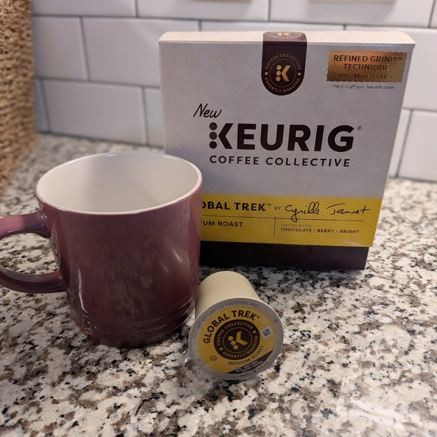 Instagram post by @officialjenc for Keurig. Caption reads: [...] Loving the Global Trek edition by @keurig!!....