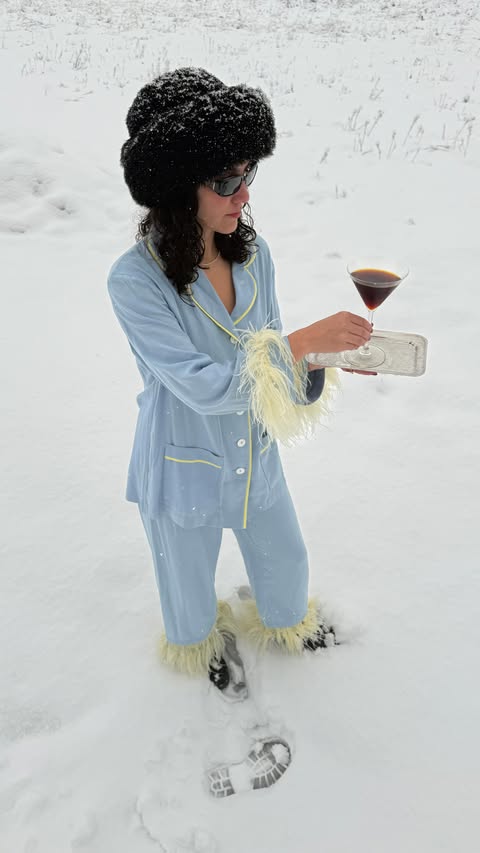 Instagram post by @mya.hansel for Belvedere Vodka. Caption reads: I packed two things for the mountains this holiday....