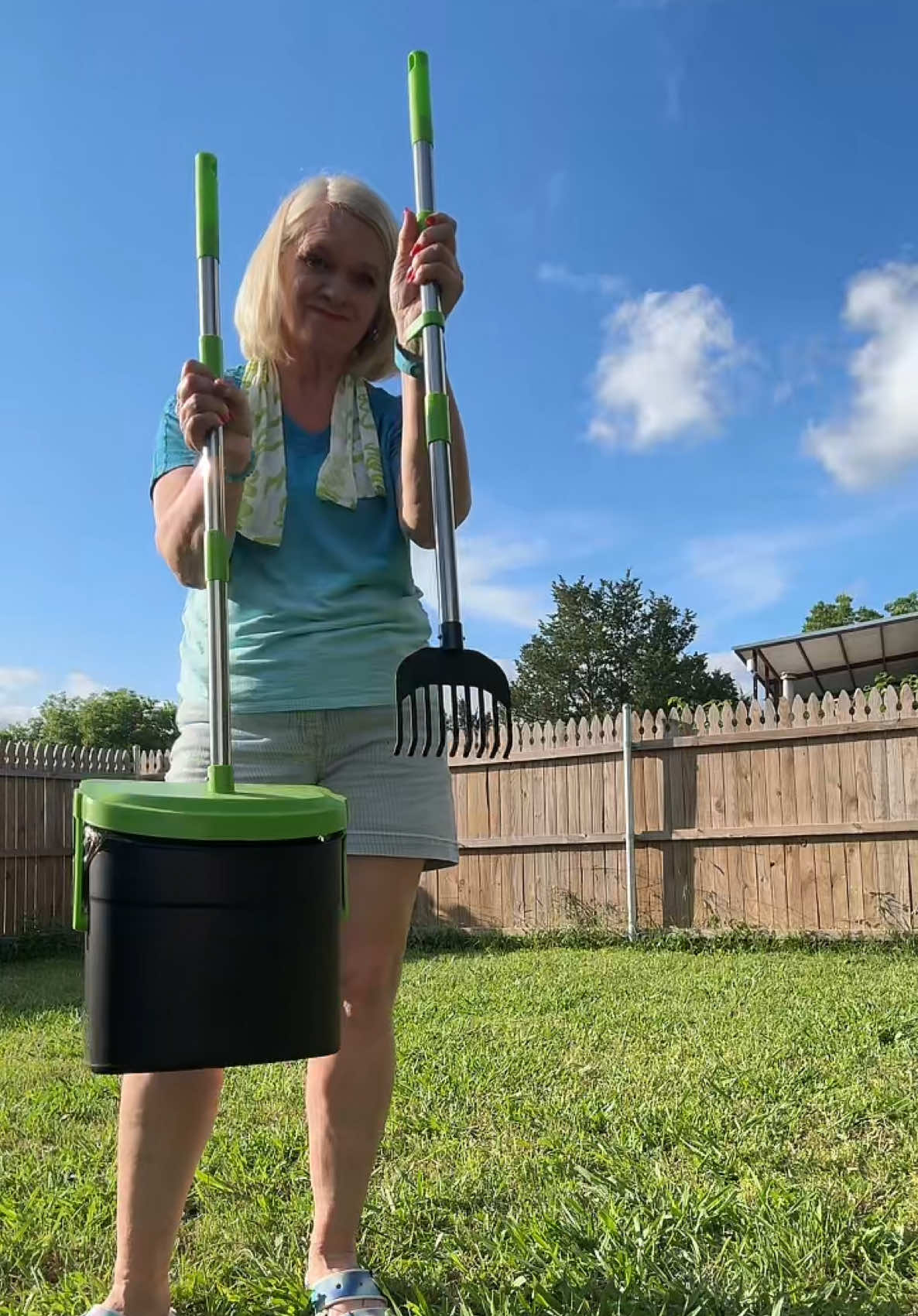 TikTok post by an influencer for UPSKY. Caption reads: No more yucky yard @UPSKY OFFICIAL #pooperscooper....