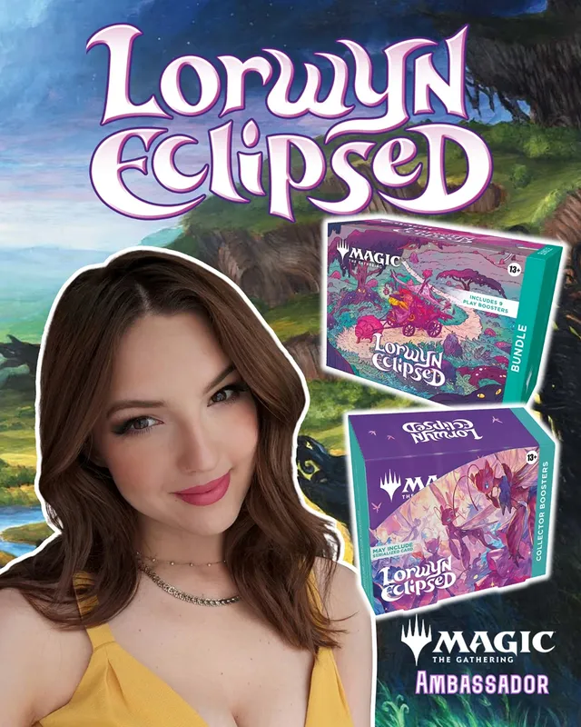 Instagram post by @taaliavess for Magic: The Gathering. Caption reads: I'm thrilled to be an ambassador for #MTGLorwyn!....